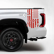 Abgegriffene USA-Flaggen-Bettseiten-Vinylaufkleber Paar für Toyota Tundra_3