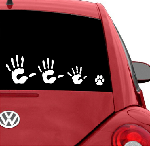Familien-Handabdruck- und Pfotenabdruck-Heckscheiben-Vinylaufkleber für Autos