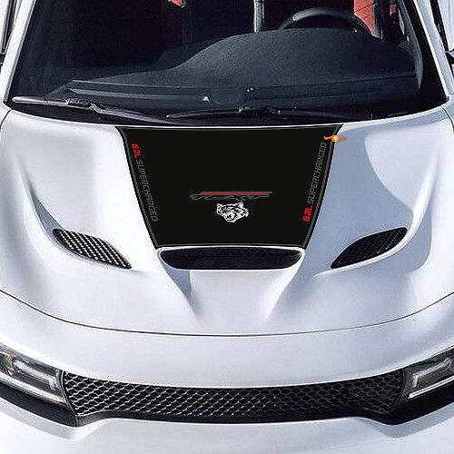 Motorhaubenaufkleber für Charger 6.2L SUPERCHARGED 6.2L HEMI SRT HELLCAT HEMI Vinyl-Aufkleber, 3 Farben

