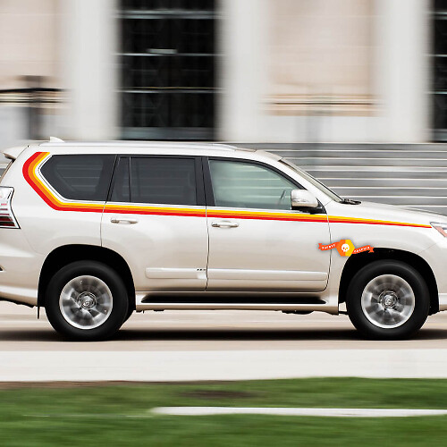 Lexus 2016 GX460 Retro-Vintage-Streifen im Stil des 40-jährigen Jubiläums des Toyota 4runner. Seitenaufkleber-Grafik
