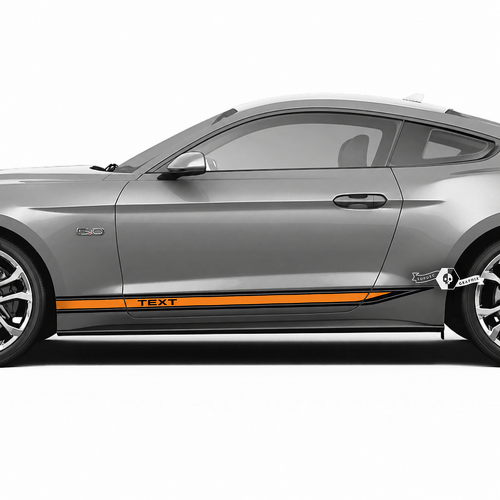 Text Orange Einlage Schwellerstreifen Paar Schweller Vinylaufkleber Sticker für Ford Mustang 2016-2023