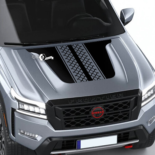 Nissan Frontier S SV Pro-4x Motorhaubenaufkleber, Vinyl, Reifenspur, Off-Road, Dual-Blackout-Grafikaufkleber
