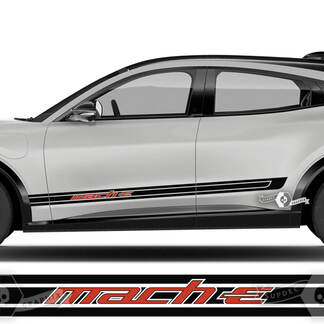 Paar Ford Mustang MACH-E MACH E Rocker Panel Logo Outline Stripes Seitentüraufkleber Vinylaufkleber 2 Farben
 1
