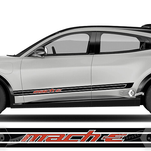 Paar Ford Mustang MACH-E MACH E Rocker Panel Logo Outline Stripes Seitentüraufkleber Vinylaufkleber 2 Farben
