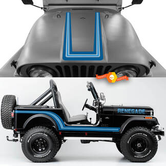 Satz Motorhauben-Seitenschweller vorne hinten Kotflügel Jeep Renegade CJ7 Vinyl-Aufkleber, Grafiken, Farben auswählen
