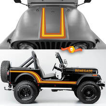 Satz Motorhauben-Seitenschweller vorne hinten Kotflügel Jeep Renegade CJ7 Vinyl-Aufkleber, Grafik – Orange
 2