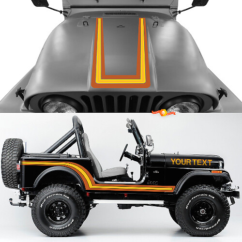 Satz Motorhauben-Seitenschweller vorne hinten Kotflügel Jeep Renegade CJ7 Vinyl-Aufkleber, Abziehbilder, Grafiken – Sandfarbe
