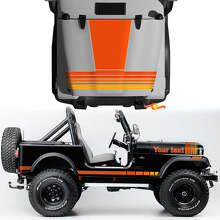 Vinyl-Aufkleber-Set im Vintage-Stil mit Motorhauben- und Seitenstreifen für Jeep CJ7 Renegade 1984-1986_2