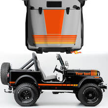 Vintage breite Streifen Motorhauben-Seiten Vinylaufkleber Decals Set 2 für Jeep Renegade CJ7 2