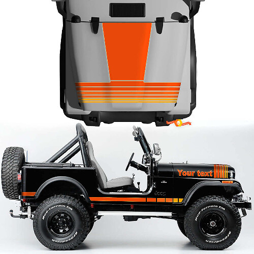 Vintage Hauben- und Seitenstreifen-Vinyl-Aufkleberkit für Jeep Renegade CJ7
