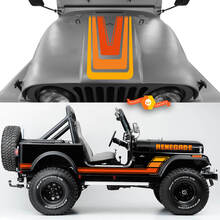 Kit mit Vinyl-Grafikaufklebern für die Motorhaube, vorne und hinten, Jeep Renegade CJ7, Farben auswählen
 2