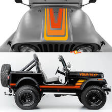 Vintage Streifen Motorhaube Seiten Vinylaufkleber Decals Set 2 für Jeep Renegade CJ7 2