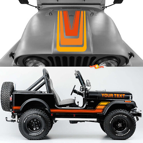 Vintage Streifen Motorhauben-Seiten-Vinylaufkleber Decal-Kit für Jeep Renegade CJ7