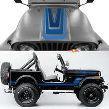 Vintage Streifen Motorhauben-Seiten-Vinylaufkleber Decal-Kit für Jeep Renegade CJ7_2