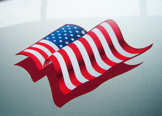 Par JEEP Patriotische amerikanische Flagge, die horizontale Autoaufkleber-Aufkleber weht