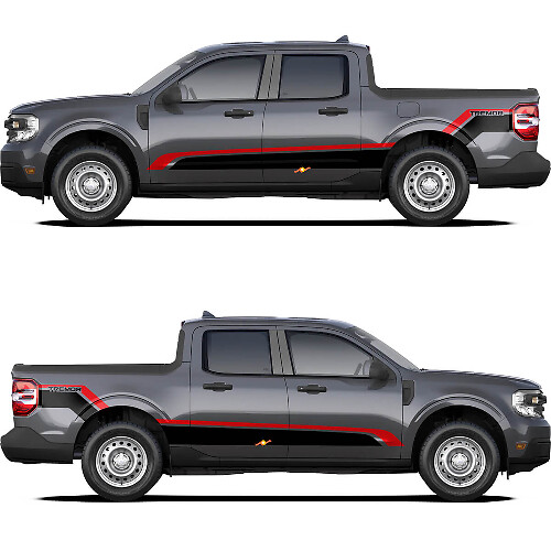 Topografische Karte Motorhauben- und Seitliche Streifen Vinyl-Design-Set für Musclecar Maverick Tremor