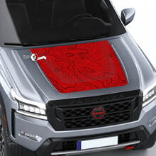 Nissan Frontier 2024 Pro-4x Motorhaubenaufkleber, Vinyl, topografische Karte, Konturlinien, Blackout-Grafikaufkleber
 2