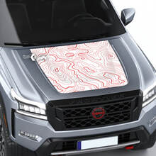 Nissan Frontier 2024 Pro-4x Motorhaubenaufkleber, Vinyl, topografische Karte, Konturlinien, Blackout-Grafikaufkleber
 3