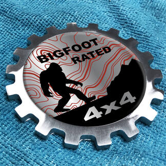 Bigfoot Rated 4x4 Metall-Aluminium-Abzeichen, Emblem für Nachttischausrüstung, Aluminium
