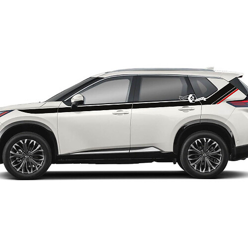Paar Nissan Rogue Side Up Door Dual Stripes Aufkleber Aufkleber Vinyl Grafik 2 Farben
