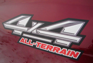 Custom 4x4 All-Terrain Truck ATV 4wd Abzeichen Aufkleber Emblem Paar