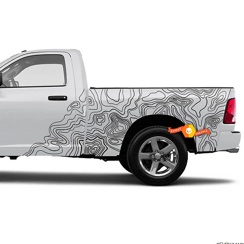 Topographischer Kartenstil Seiten-Vinylaufkleber für Dodge Ram 1500