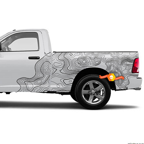 Topographische Karte Seitentüren Ladefläche Lkw Vinyl Aufkleber Decal Grafik 2 für Dodge Ram