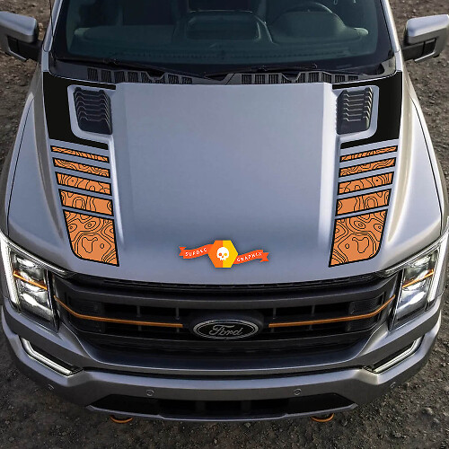 Musclecar truck Tremor Pickup Hood Graphics Topografische Karte Musclecar Vinyl Aufkleber Aufkleber 2 Farben
