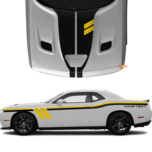 Vinyl-Aufkleber-Set mit individuellen Schriftzügen für doppelseitige und Motorhauben-Streifen für Dodge Challenger_2