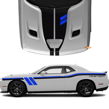 Vinyl-Aufkleber-Set mit individuellen Schriftzügen für doppelseitige und Motorhauben-Streifen für Dodge Challenger_3