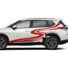 Paar Nissan Rogue Seitentür-Heckfender-Streifen, kurvenreiche Straße, Aufkleber, Vinyl-Grafik
 2
