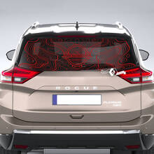 Heckscheibenaufkleber für Nissan Rogue mit topografischer Karten-Vinyl-Aufklebergrafik
 3