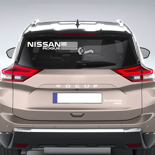 Markenbeschriftung & USA-Flagge Heckscheiben-Vinylaufkleber für Nissan Rogue