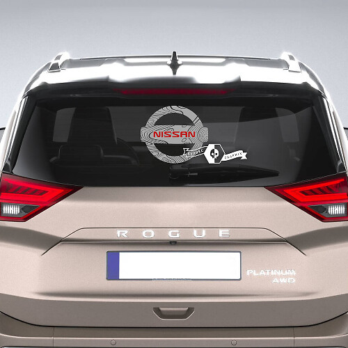 Nissan-Logo mit topografischen Linien, Fenster-Vinyl-Aufkleber, Grafik
