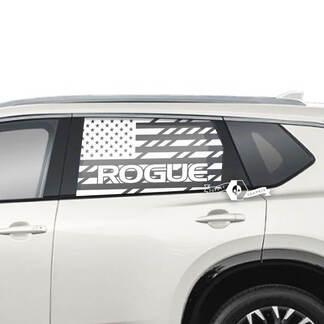 Nissan Rogue Vinyl-Aufkleber mit USA-Flagge, seitliche Heckscheibe, Grafik

