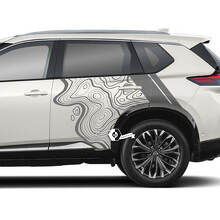 Nissan Rogue Topografische Karte mit Streifen, Seitentüren, Vinyl-Aufkleber, Grafik
 2