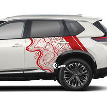 Nissan Rogue Topografische Karte mit Streifen, Seitentüren, Vinyl-Aufkleber, Grafik
 3