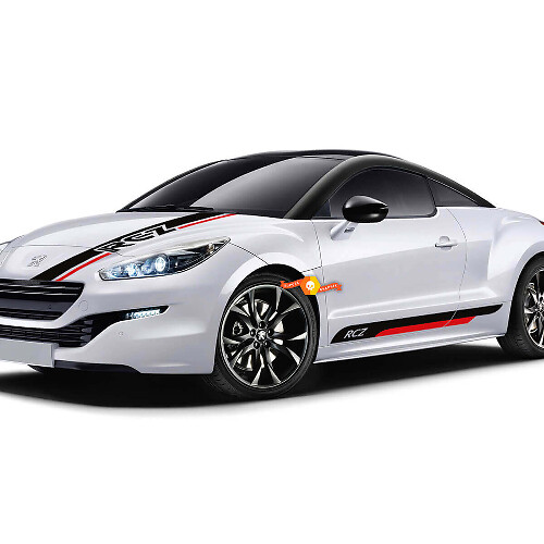 Rennstil Motorhauben- und Seitenstreifen-Vinyl-Aufkleberset für Peugeot RCZ Coupé