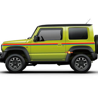 2X Suzuki JIMNY dreifarbige Streifen Seitentüren Aufkleber Grafik
