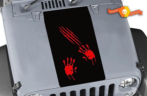 Zombie-Angriff-Handabdrücke Blackout-Kapuze Vinyl-Aufkleber für Jeep Wrangler
