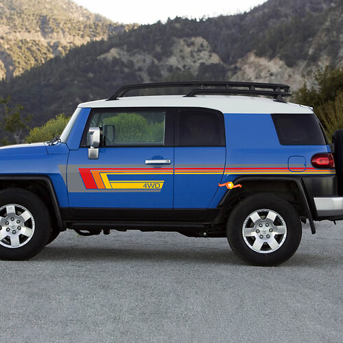 4WD Vintage Streifen Seiten Vinyl Aufkleber für Toyota FJ Cruiser