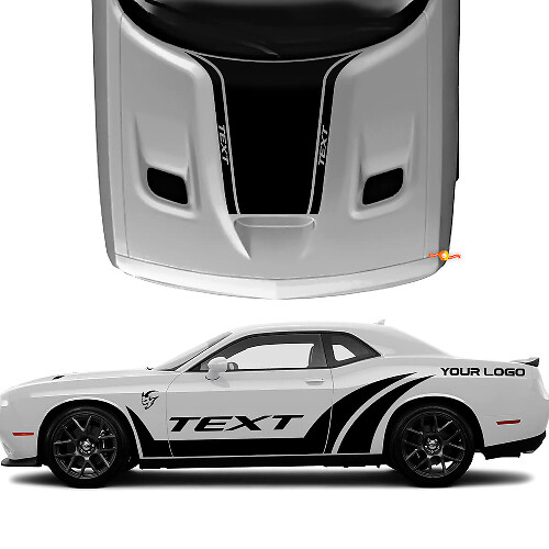 SRT-Stil Individuelles Seiten- und Motorhauben-Streifen-Vinylaufkleber-Set für Dodge Challenger