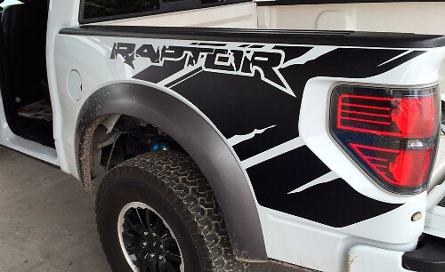 Vinyl-Grafikaufkleber für Ford Raptor SVT F150 Predator am Bett. Installationssatz im Lieferumfang enthalten
