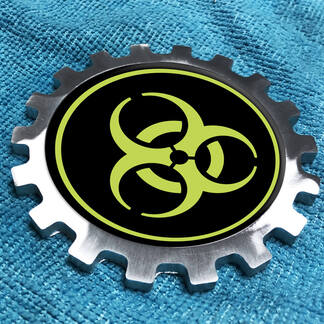 Lime Biohazard-Logo, Metall-Aluminium-Abzeichen, Emblem für Krankenbettausrüstung, Aluminium
