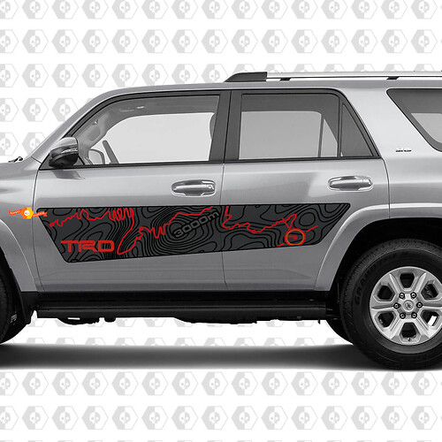 Topografische Karte und Straßenspurbeschriftung Vinyl-Aufkleber für Toyota 4Runner