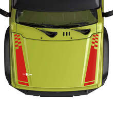 Flag Kariert Racing Motorhaubenstreifen Aufkleber Grafik 2 Für Suzuki JIMNY 2