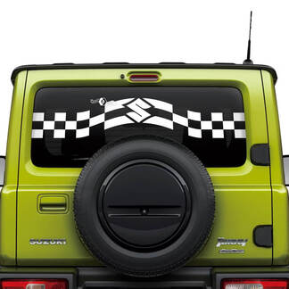 Suzuki JIMNY Heckscheibenstreifen, karierte Flagge, Aufkleber, Grafik
