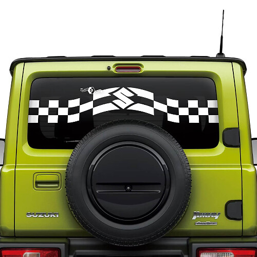 Suzuki JIMNY Heckscheibenstreifen, karierte Flagge, Aufkleber, Grafik

