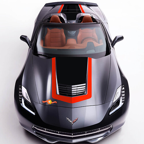 Umrissstreifen Haube Kofferraum Vinyl-Aufkleber für Chevrolet Corvette C7 2014-2019