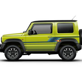 Suzuki JIMNY Vintage Retro Blue Stripes Doors Aufkleber Aufkleber Grafik
